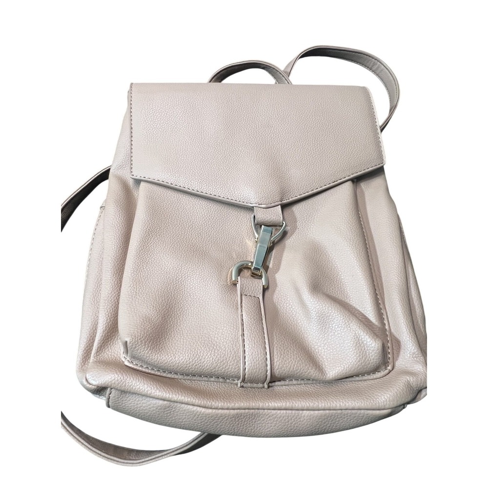 Lionel Women's Faux Leather Backpack Light Beige Gold Hardware Adjustable Straps